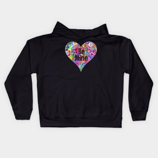 Be Mine Floral Flower Rainbow Neon Bright Heart Valentine Kids Hoodie